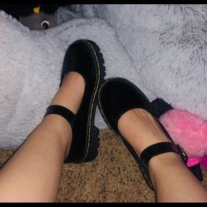 Black Leather Mary Janes